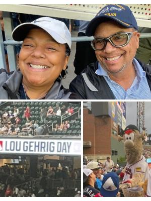 Me and the hubs at the 2025 Lou Gehrig Day @ Truist Park w/ ALS Georgia.